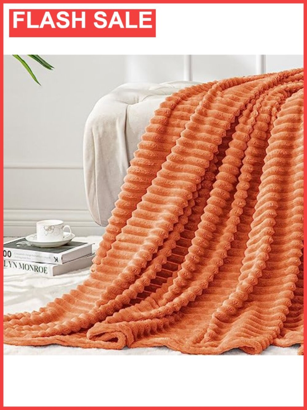 3D Ribbed Stripe Fleece Throw Blanket 50x60 Inch Soft Cozy Fall Decor